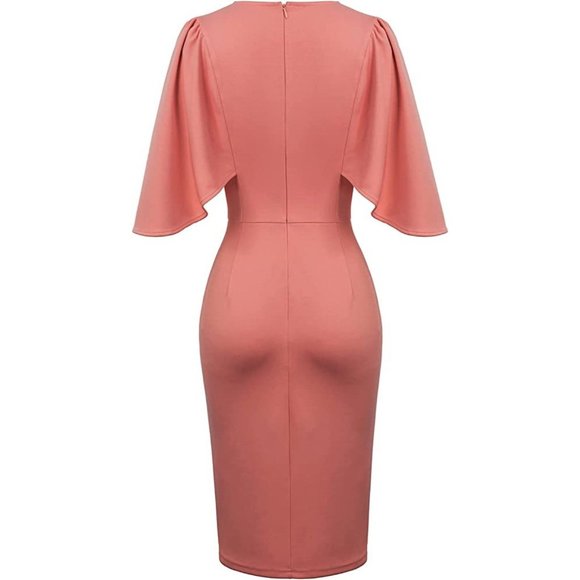 Grace Karin Pink Cape Sleeve Dress - Picture 3 of 8